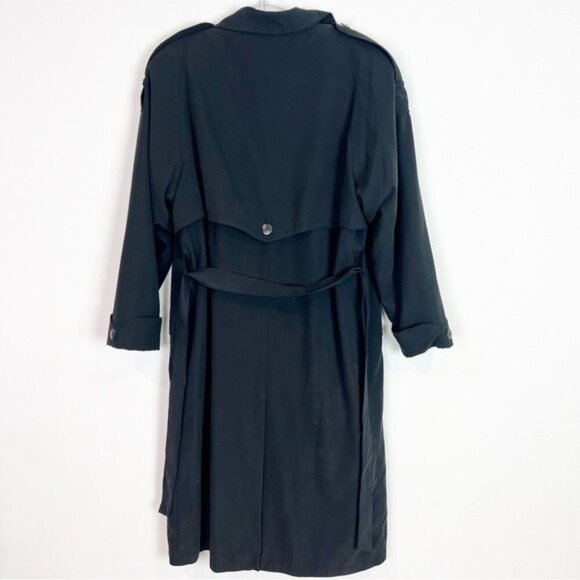 VALERIE STEVENS PETITES BLACK TRENCH COAT WITH REMOVABLE LINING WOMENS SZ 8 - Picture 2 of 5